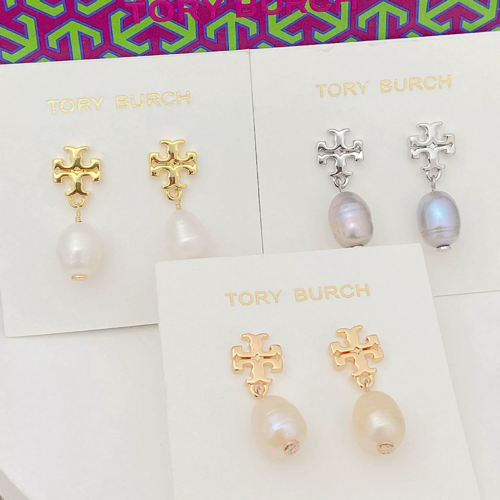 Tory Burch New Pearl Letter Earrings